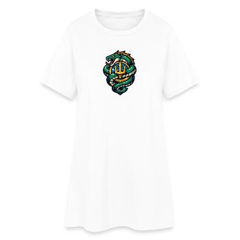 Drache mit Dreizack-Emblem - Frauen T-Shirt-Kleid - Weiß - Vorne