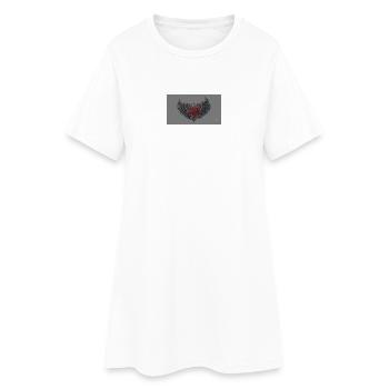 Winged Heart with Flames and Skulls - Women’s T-Shirt Dress - white - Front