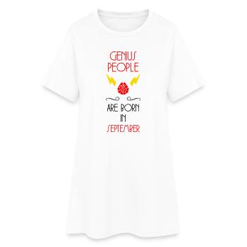 Les Génies sont nés en Septembre Humour - Robe T-shirt Femme - blanc - Devant