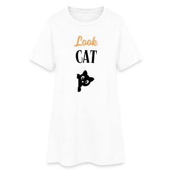Look Cat - Women’s T-Shirt Dress - white - Front