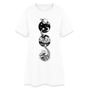 kosmische Landschaft - Frauen T-Shirt-Kleid - Weiß - Vorne