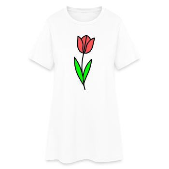 Tulip Flower Blossom Comic - Women’s T-Shirt Dress - white - Front