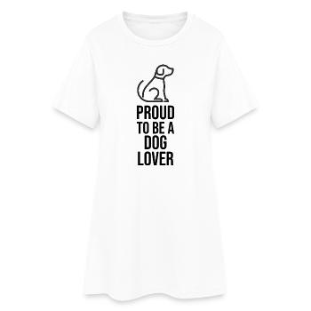 Stolz darauf, ein Hundeliebhaber zu sein – Minimalistische Strichkunst-Ikone - Frauen T-Shirt-Kleid - Weiß - Vorne