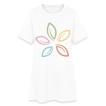 Dessin en ligne minimaliste de fleurs pastel - Robe T-shirt Femme - blanc - Devant