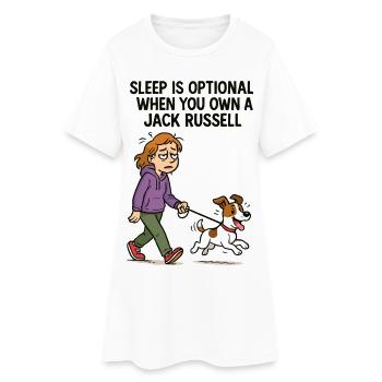 Propriétaire de chien fatigué & bande dessinée Jack Russell - Robe T-shirt Femme - blanc - Devant