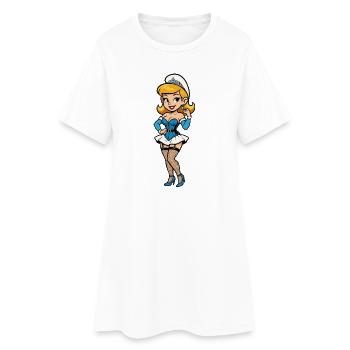 Blue gnome woman - Women’s T-Shirt Dress - white - Front