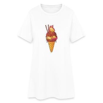 Crème glacée, crème glacée, crème glacée, crème glacée, boule, crème glacée, sundae - Robe T-shirt Femme - blanc - Devant