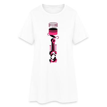 3D Motorkolben / Zylinder - Frauen T-Shirt-Kleid - Weiß - Vorne