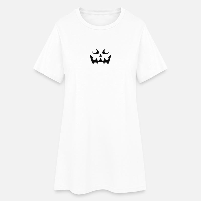 Grim Pumpkin Face Pattern - Women’s T-Shirt Dress - white