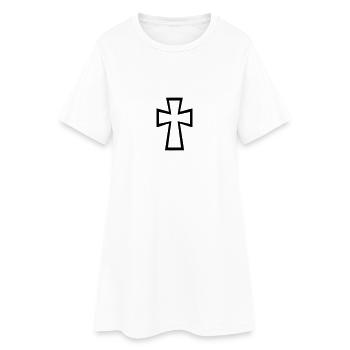 Kreuz - Frauen T-Shirt-Kleid - Weiß - Vorne