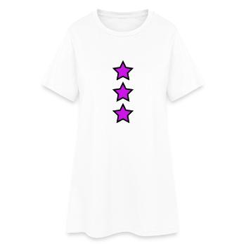 Magenta Sterne - Frauen T-Shirt-Kleid - Weiß - Vorne
