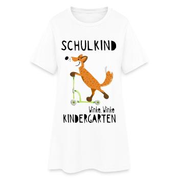 Schulkind und winke Kindergarten - Einschulung - Frauen T-Shirt-Kleid - Weiß - Vorne