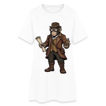 Monkey Explorer Steampunk Retro-Abenteuer - Frauen T-Shirt-Kleid - Weiß - Vorne
