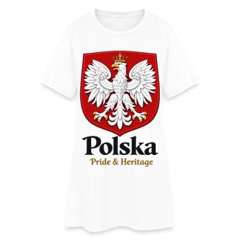 Polska Pride & Heritage – Polen Wappen T-Shirt - Frauen T-Shirt-Kleid - Weiß - Vorne