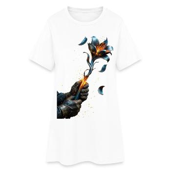 Electric Blue Ember Flower - Women’s T-Shirt Dress - white - Front