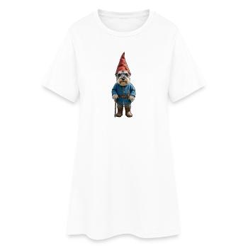 Magie du Schnauzer des Gnomes de jardin - Robe T-shirt Femme - blanc - Devant