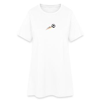 Fußball mit Streifen in schwarz, rot und gold - Frauen T-Shirt-Kleid - Weiß - Vorne