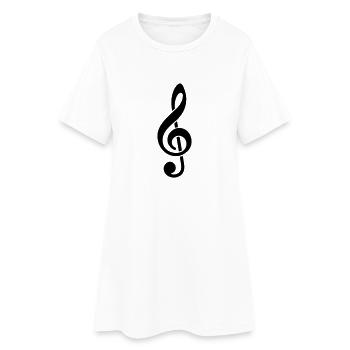 Notenschlüssel - Frauen T-Shirt-Kleid - Weiß - Vorne