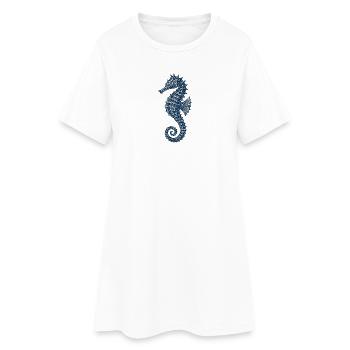 Elegant Marine Seahorse Illustration - Women’s T-Shirt Dress - white - Front