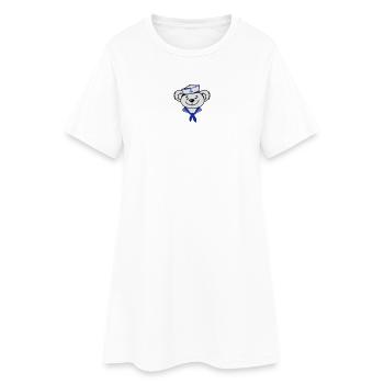 Bär mit Matrosenhut und Matrosen Halstuch - Frauen T-Shirt-Kleid - Weiß - Vorne