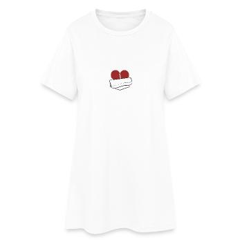 Herz in Tasche - Frauen T-Shirt-Kleid - Weiß - Vorne