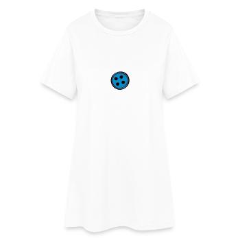 Button - Frauen T-Shirt-Kleid - Weiß - Vorne