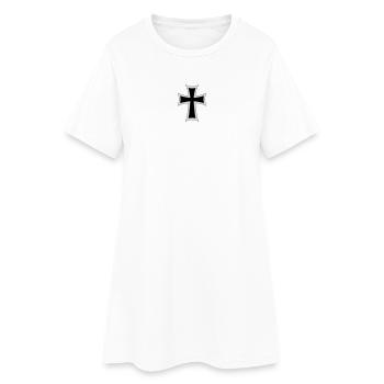 Ritterliches Kreuz-Design Shirt - Frauen T-Shirt-Kleid - Weiß - Vorne