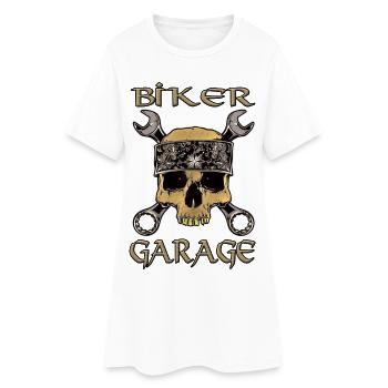 Biker Skull Garage Bandana - Frauen T-Shirt-Kleid - Weiß - Vorne
