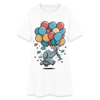 Ballon Elefant Fantasie - Frauen T-Shirt-Kleid - Weiß - Vorne