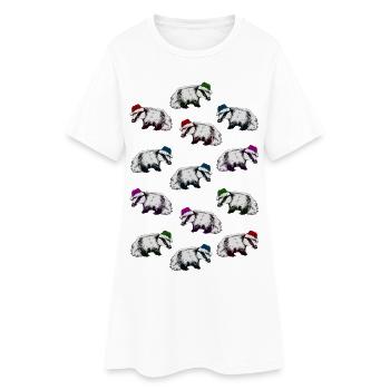 WEIHNACHTSDACHSE - Frauen T-Shirt-Kleid - Weiß - Vorne