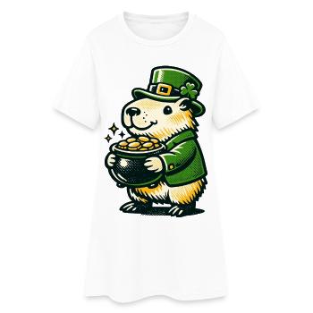 Cadeau du pot en or du lutin chanceux Capybara Drôle - Robe T-shirt Femme - blanc - Devant