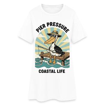 Pélican Pêcheur Pier Pressure Coastal - Robe T-shirt Femme - blanc - Devant