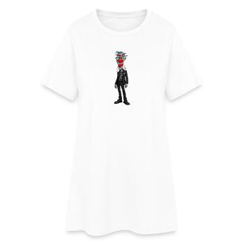 Abstract Mask Hero in Punk Look - Women’s T-Shirt Dress - white - Front