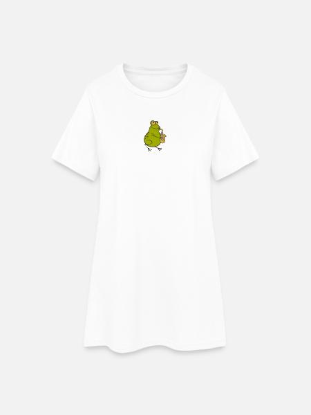 Frosch spielt Saxophon - Jazz Cartoon - Frauen T-Shirt-Kleid - Weiß
