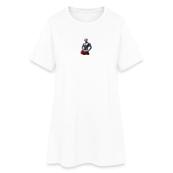 Cyber robot with Santa hat and gift - Women’s T-Shirt Dress - white - Front