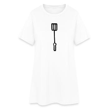 Pfannenwender - Frauen T-Shirt-Kleid - Weiß - Vorne