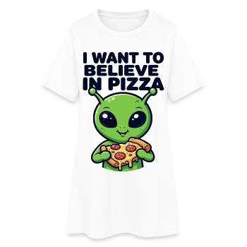 I Want To Believe In Pizza Alien - Women’s T-Shirt Dress - white - Front