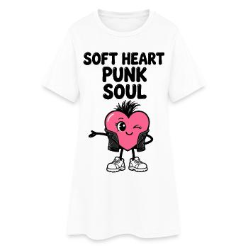 Weiches Herz mit Punkseele - Frauen T-Shirt-Kleid - Weiß - Vorne