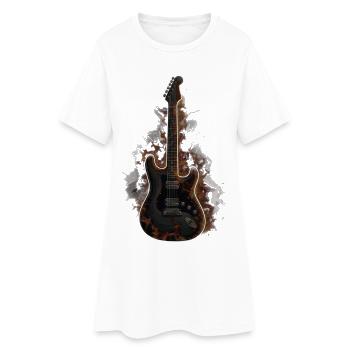 Burning Guitar – Chemise Dark Rock - Robe T-shirt Femme - blanc - Devant