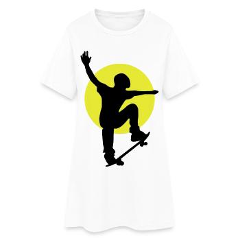 Skateboarder Sonne - Frauen T-Shirt-Kleid - Weiß - Vorne
