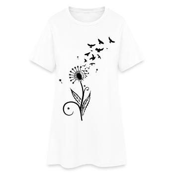 Löwenzahn, Vögel, dandelion, birds - Robe T-shirt Femme - blanc - Devant