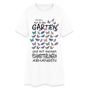 Schmetterlinge und mein Garten - Frauen T-Shirt-Kleid - Weiß - Vorne