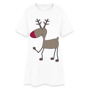 Renne pour Noël - Robe T-shirt Femme - blanc - Devant
