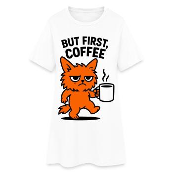 Mais d’abord chat café - Robe T-shirt Femme - blanc - Devant