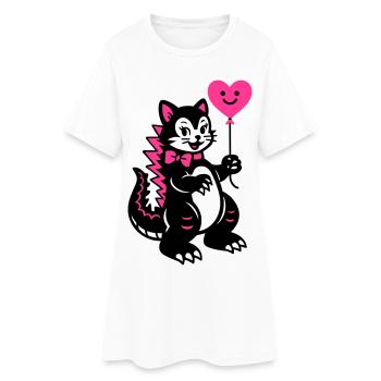 Chat Monstre Rose - Robe T-shirt Femme - blanc - Devant