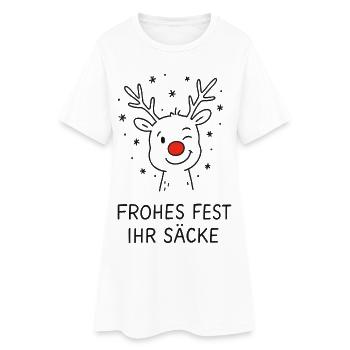 Renne Rudolph Joyeux Noël - Robe T-shirt Femme - blanc - Devant