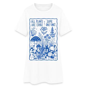 Toutes les plantes sont comestibles, certaines ne sont consommées qu’une seule fois en jardinant - Robe T-shirt Femme - blanc - Devant
