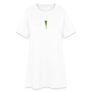 Dessin animé avec un sourire au poireau - Robe T-shirt Femme - blanc - Devant
