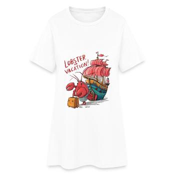 Lobster Vacation - Frauen T-Shirt-Kleid - Weiß - Vorne