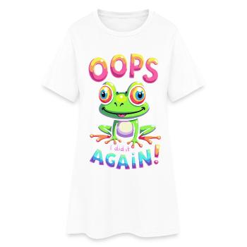 Bunter Frosch mit optimistischer Botschaft - Frauen T-Shirt-Kleid - Weiß - Vorne